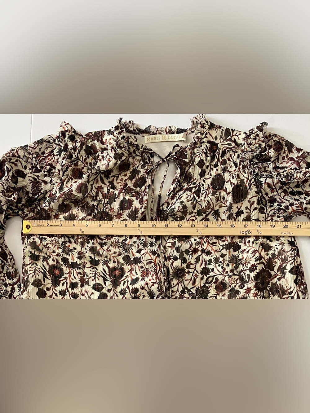 Marie Oliver Top Womens Small Silk Blend Sheer Puff Sleeve Blouse Thistle & Vine - Picture 3 of 13